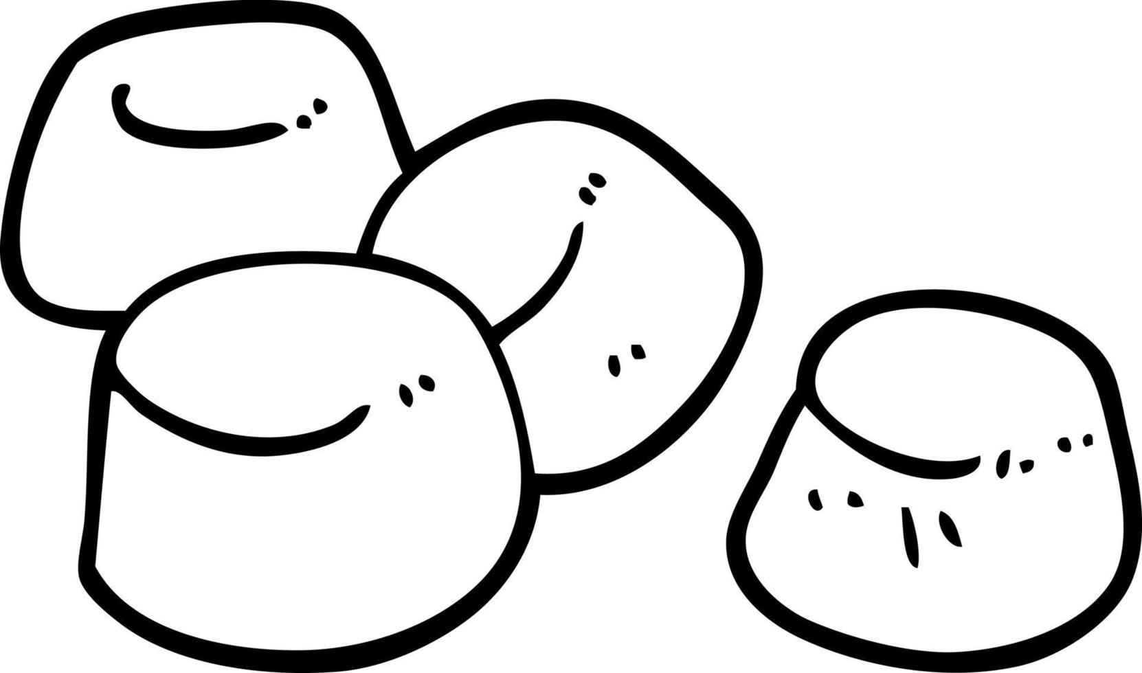 linje teckning tecknad serie gott marshmallows vektor