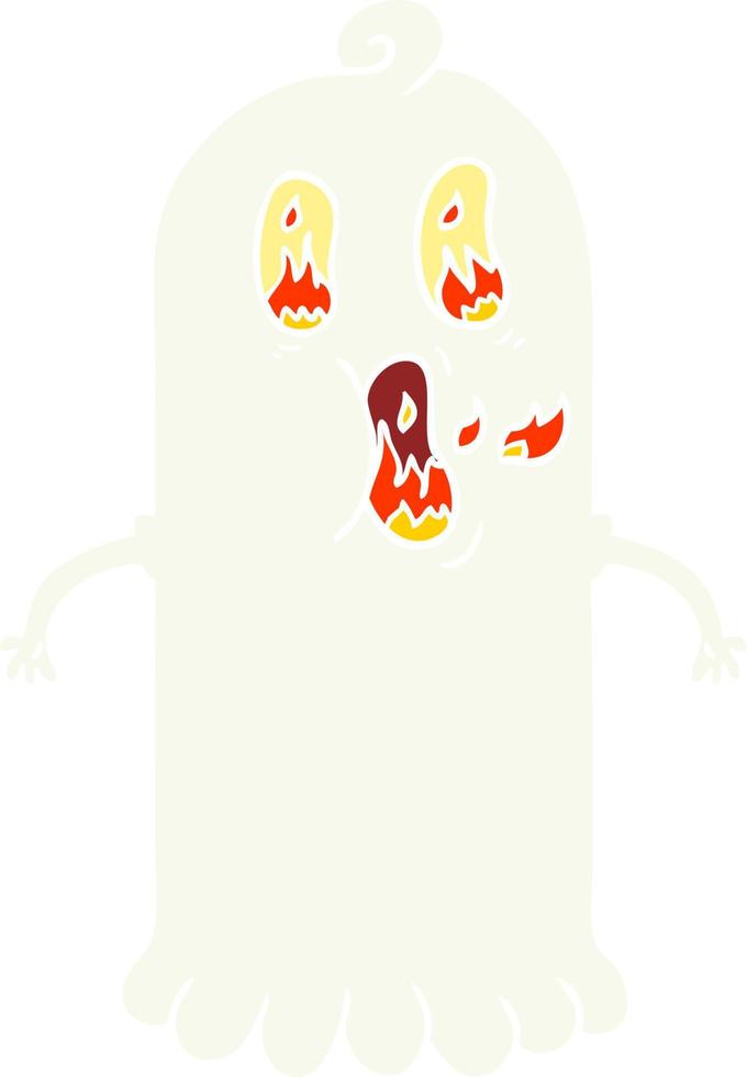 platt Färg stil tecknad serie spöke med flammande ögon vektor