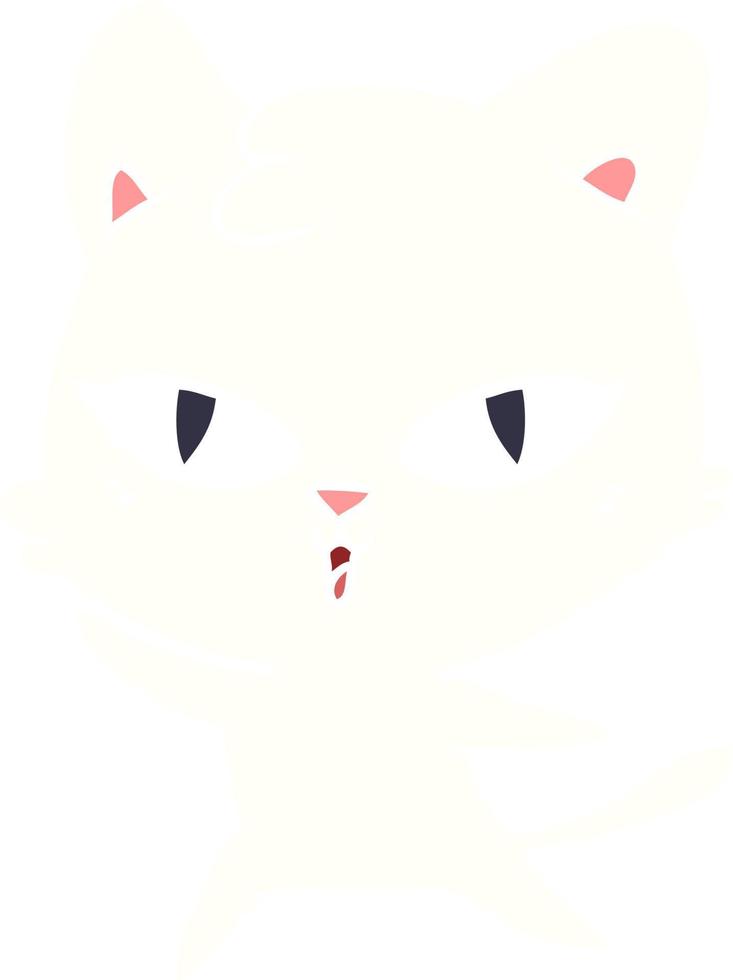 platt färg stil tecknad katt vektor