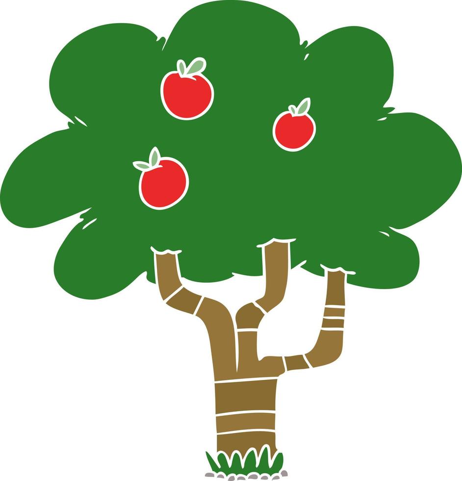 Cartoon-Apfelbaum im flachen Farbstil vektor