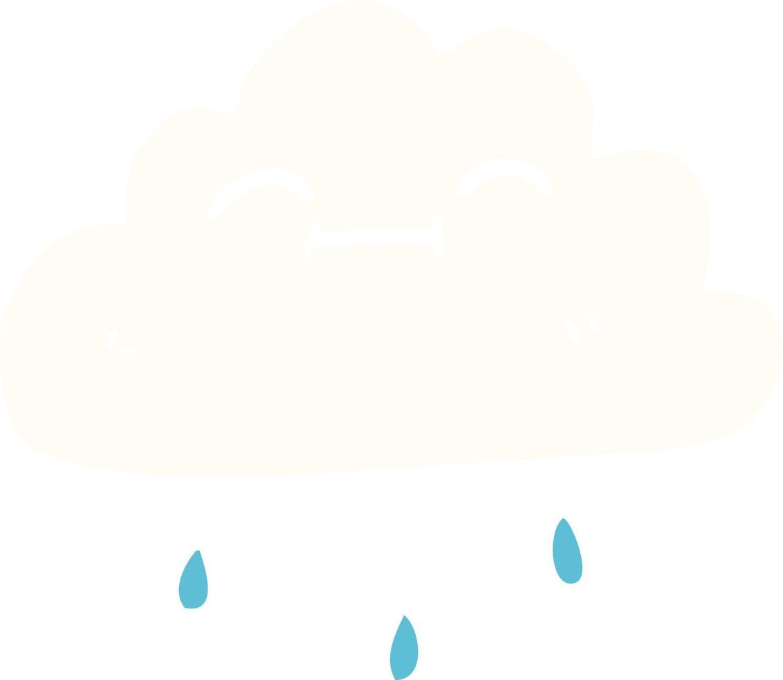 tecknad serie klotter Lycklig regn moln vektor