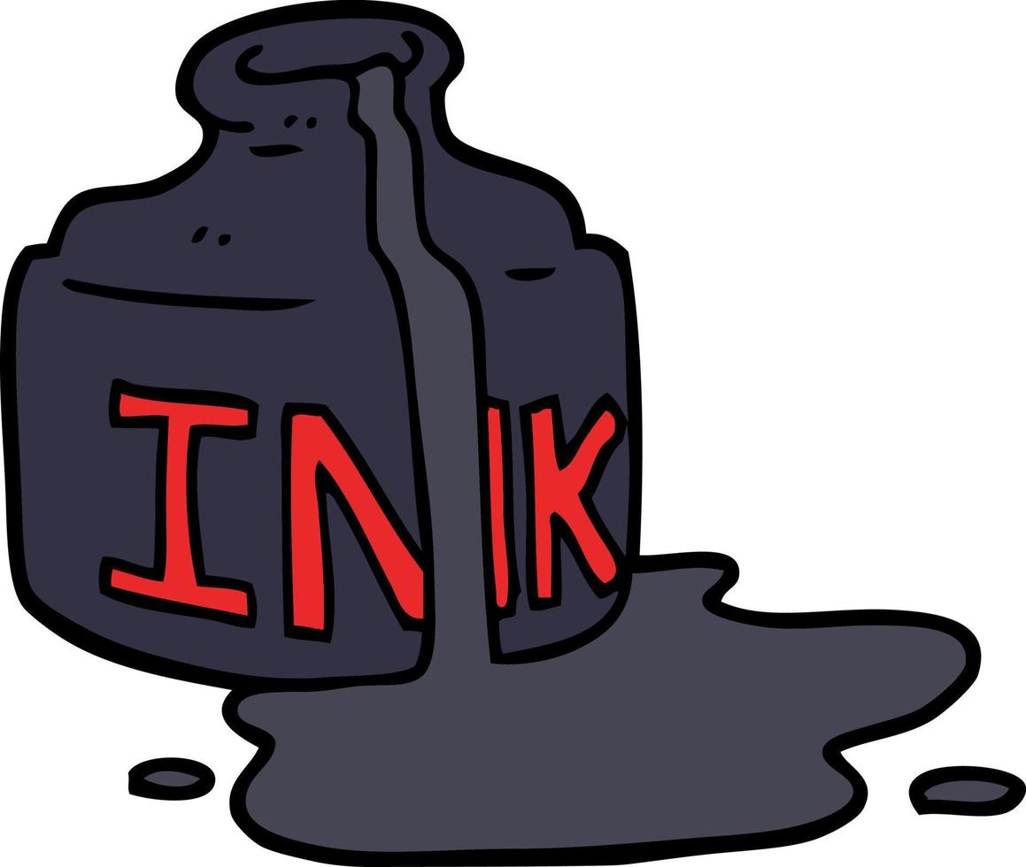 Cartoon-Doodle verschüttete Tintenflasche vektor