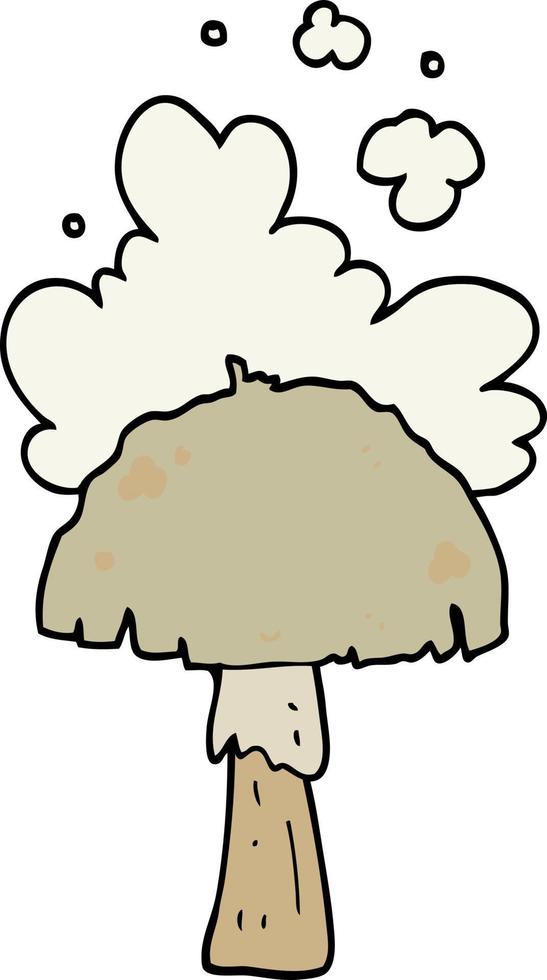 Cartoon-Pilz mit Sporenwolke vektor