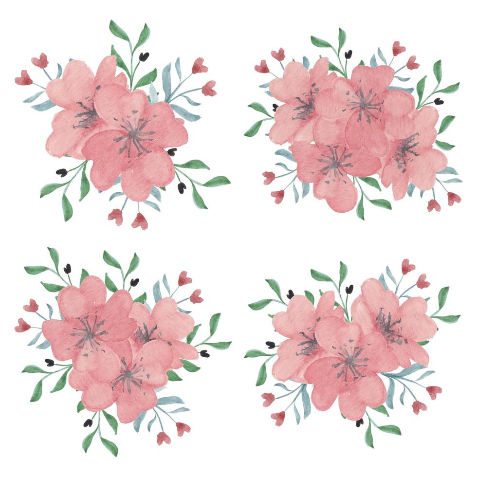 Aquarell Kirschblüte Frühlingsblumenstrauß vektor