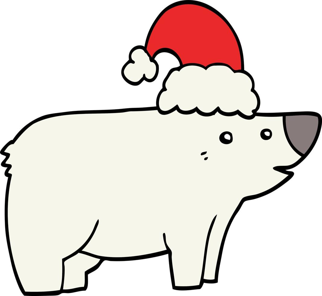 tecknad serie Björn bär jul hatt vektor