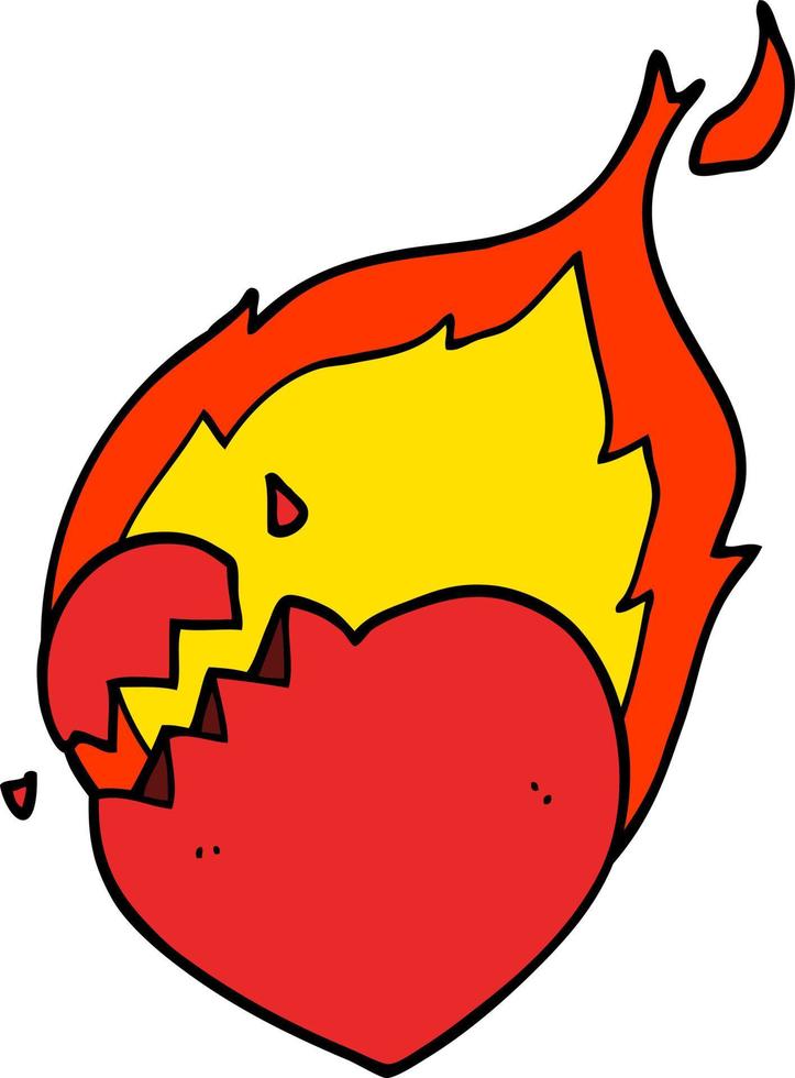 tecknad serie flammande hjärta vektor