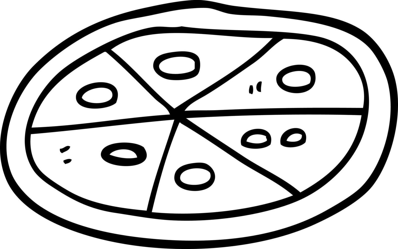 Strichzeichnung Cartoon-Pizza vektor