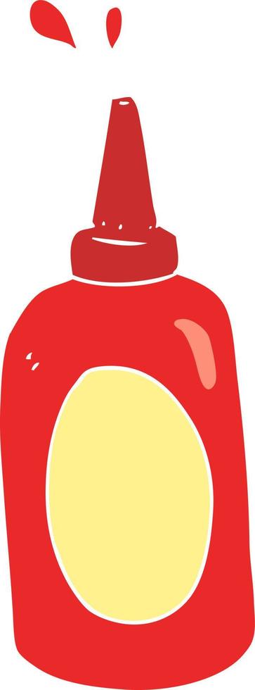 Flache Farbdarstellung einer Cartoon-Ketchup-Flasche vektor