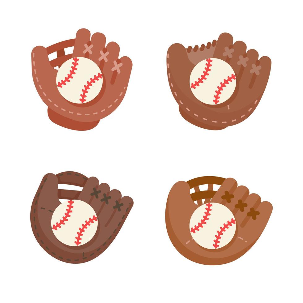 Baseball-Handschuhe. Lederhandschuhe für das beliebte Baseballspiel. vektor