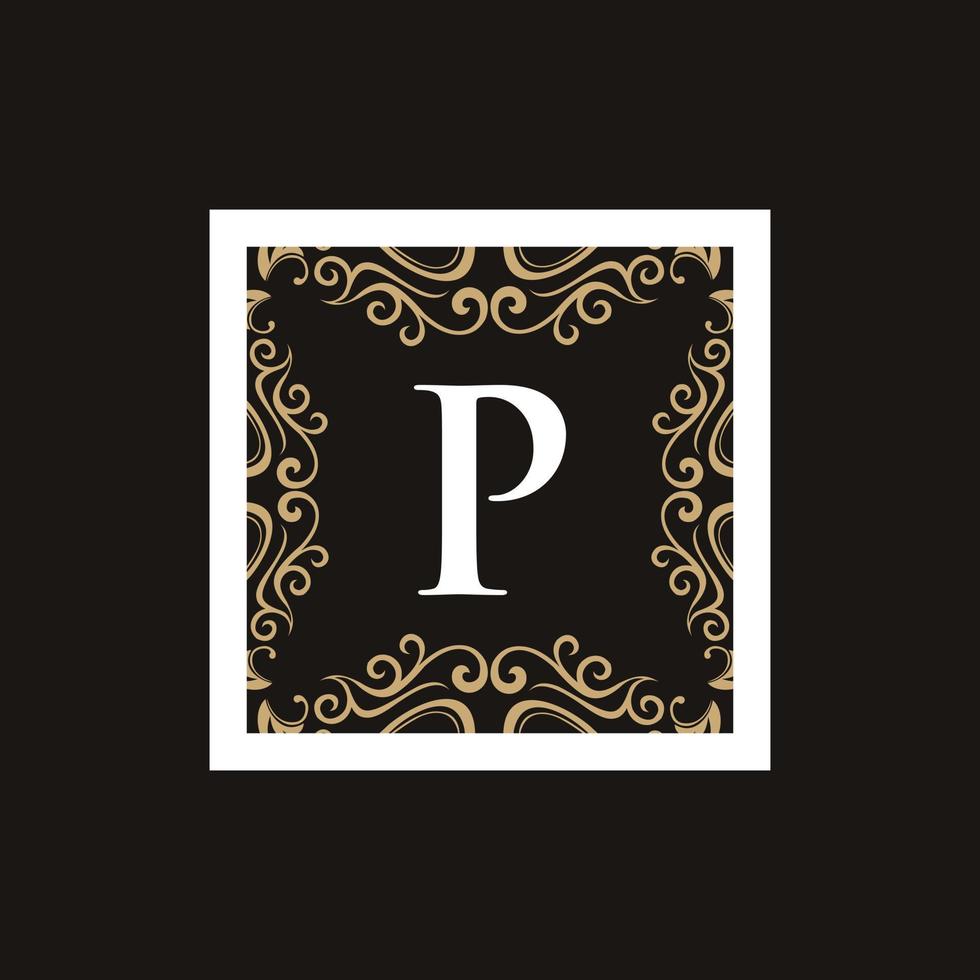buchstabe p luxusrahmen kunstvolles logo vektor