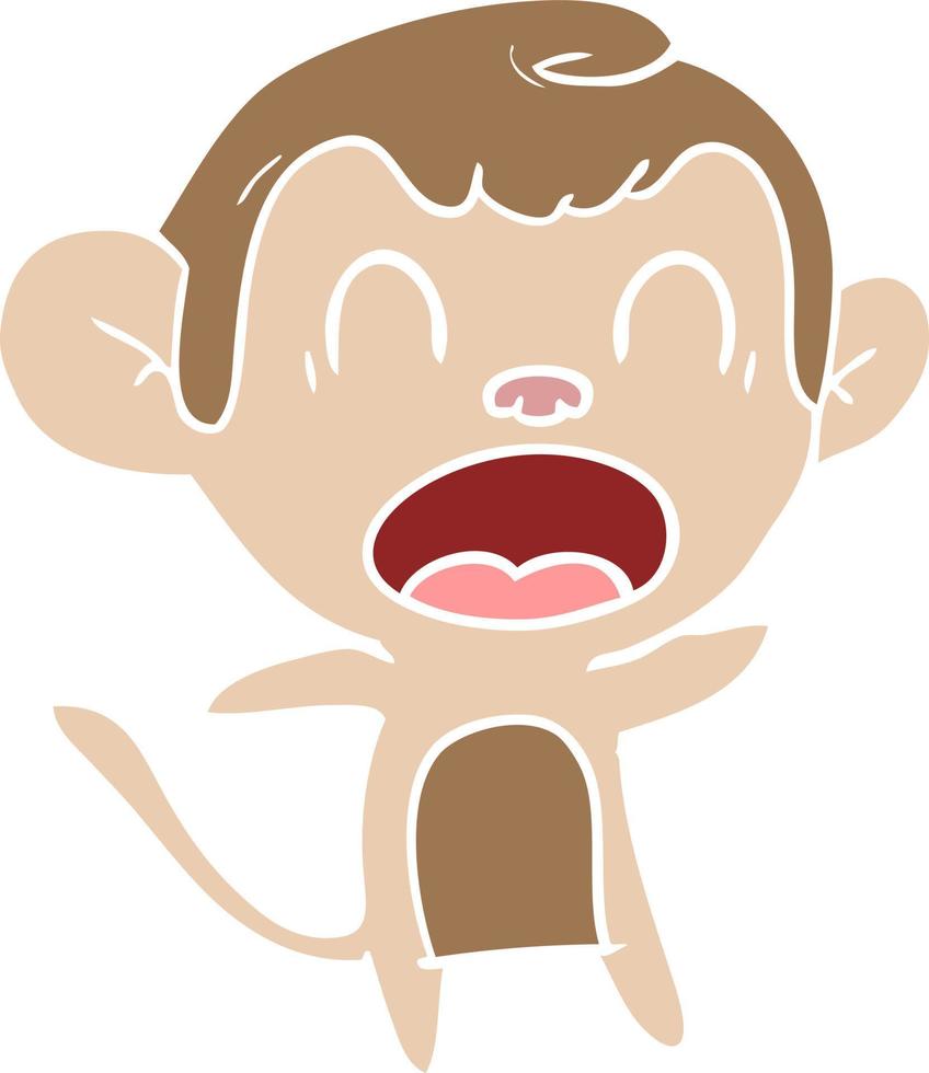 schreiender Cartoon-Affe im flachen Farbstil vektor