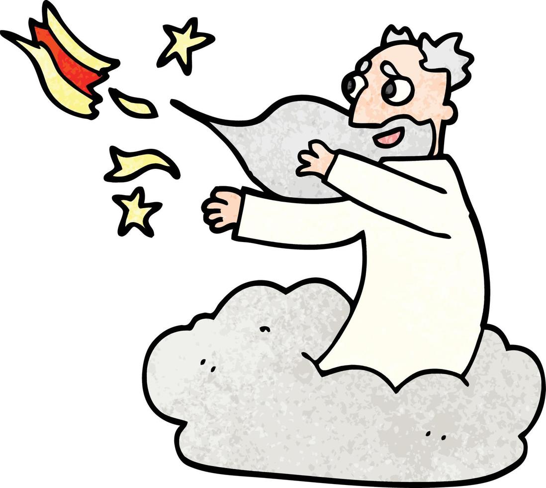 Cartoon-Doodle-Gott auf Wolke vektor