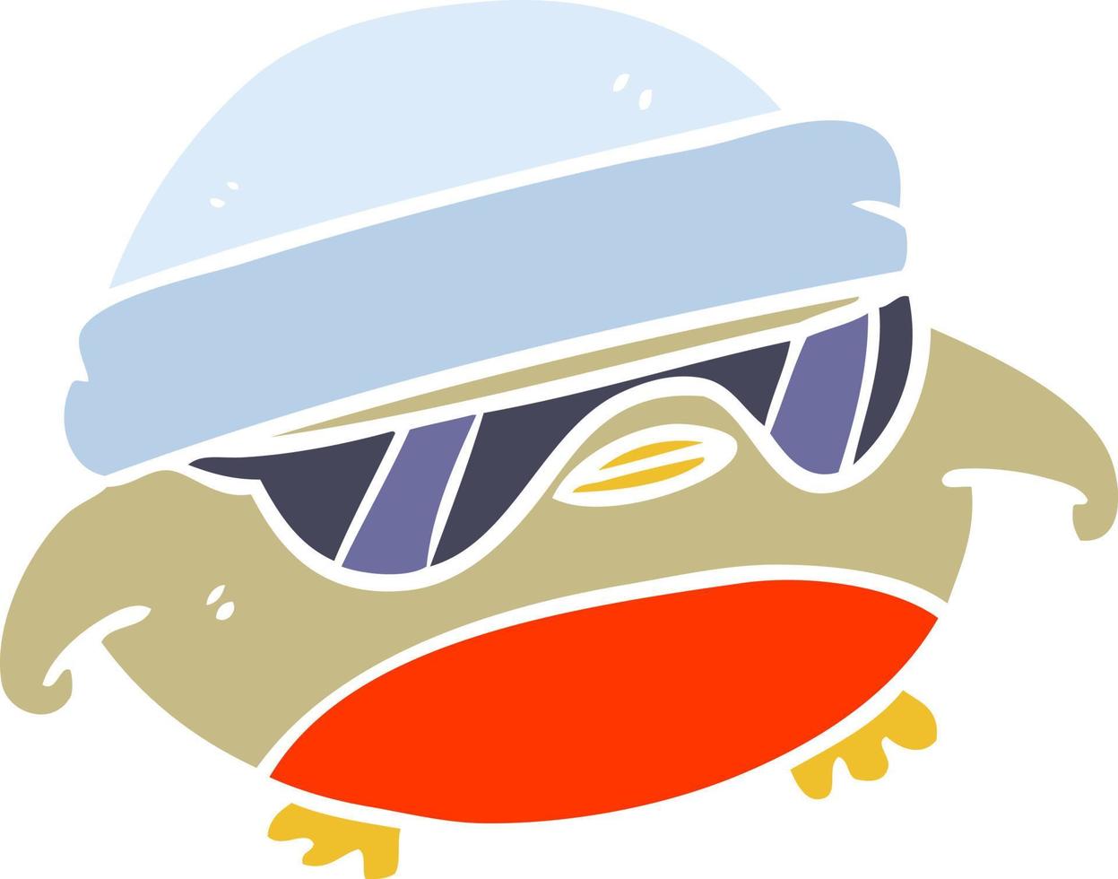 flache Farbartkarikatur des kühlen Weihnachtsrotkehlchens mit Sonnenbrille vektor