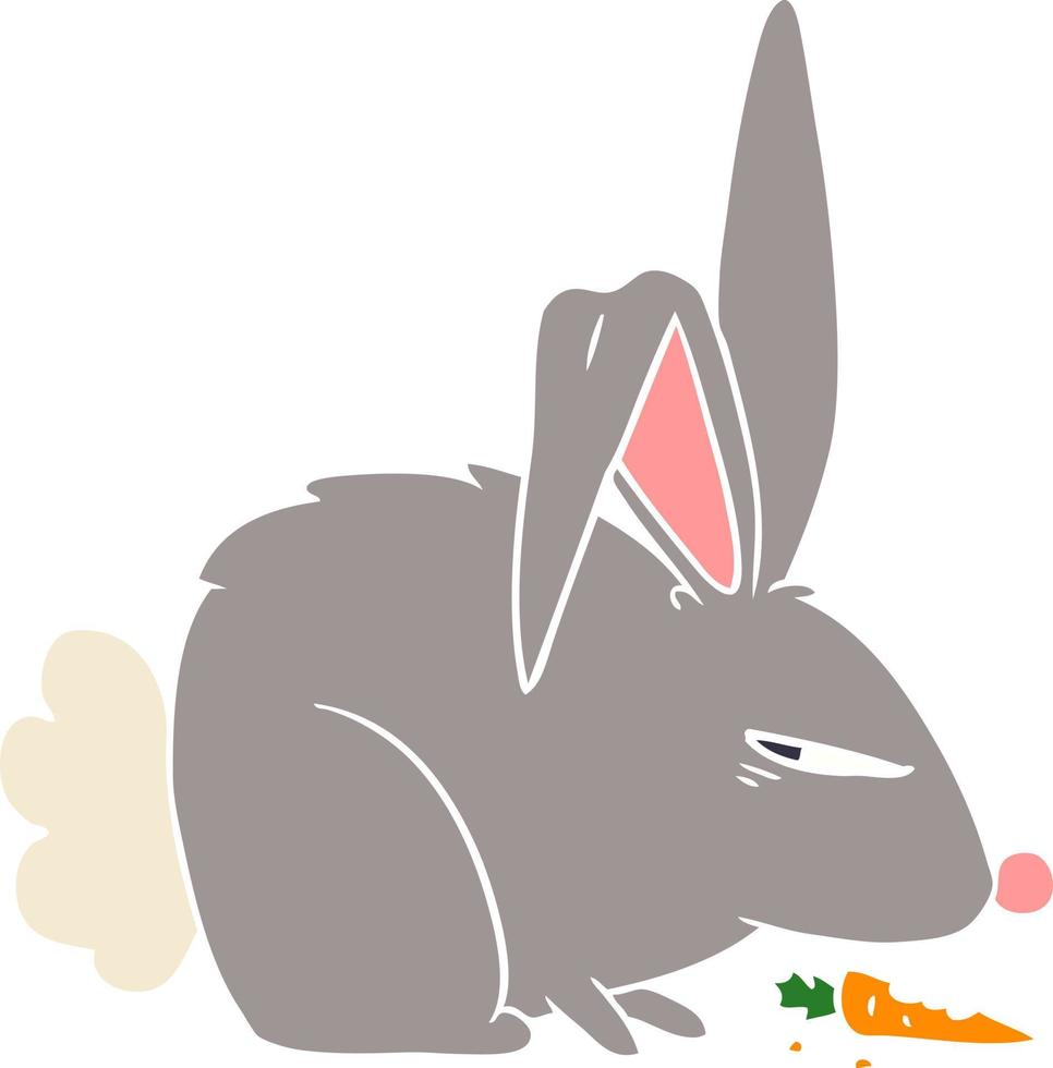 platt Färg stil tecknad serie irriterad kanin vektor