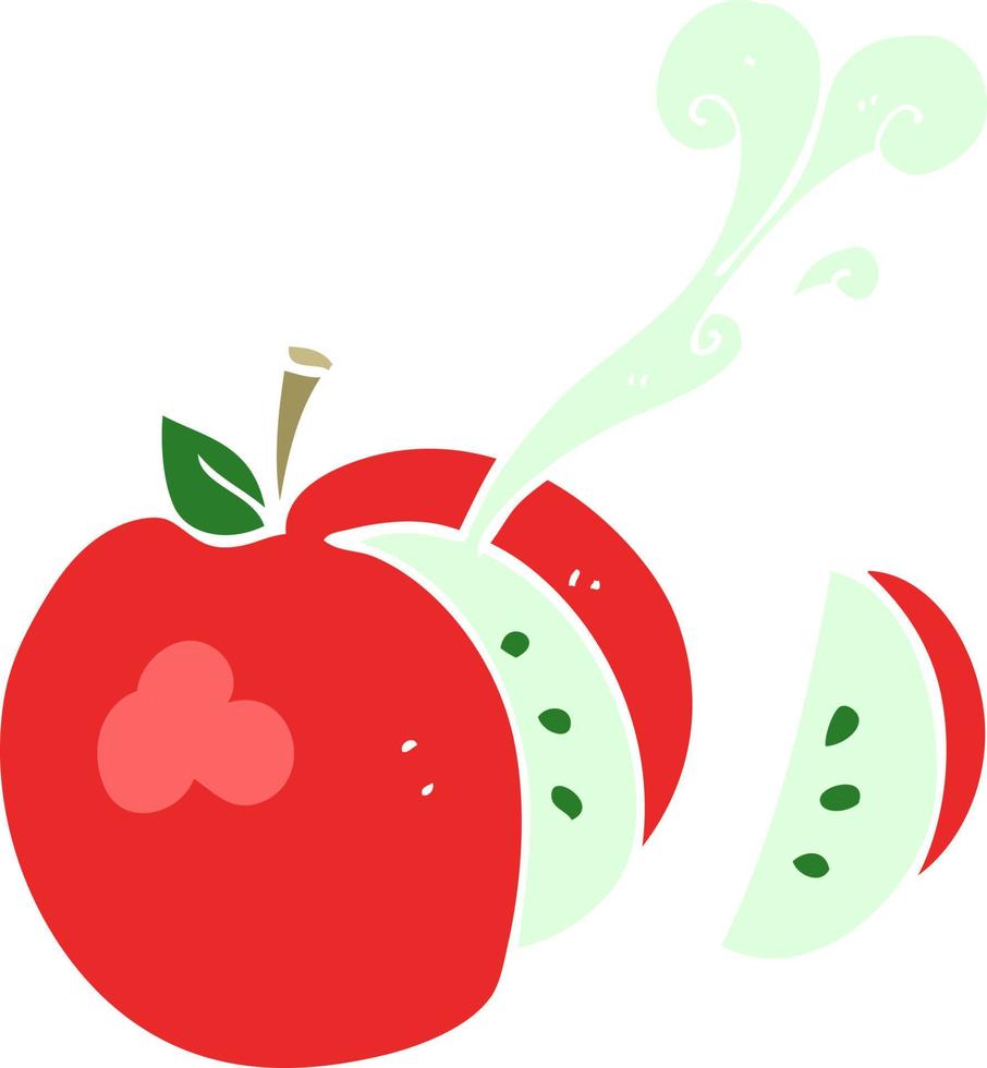 platt Färg illustration av en tecknad serie skivad äpple vektor