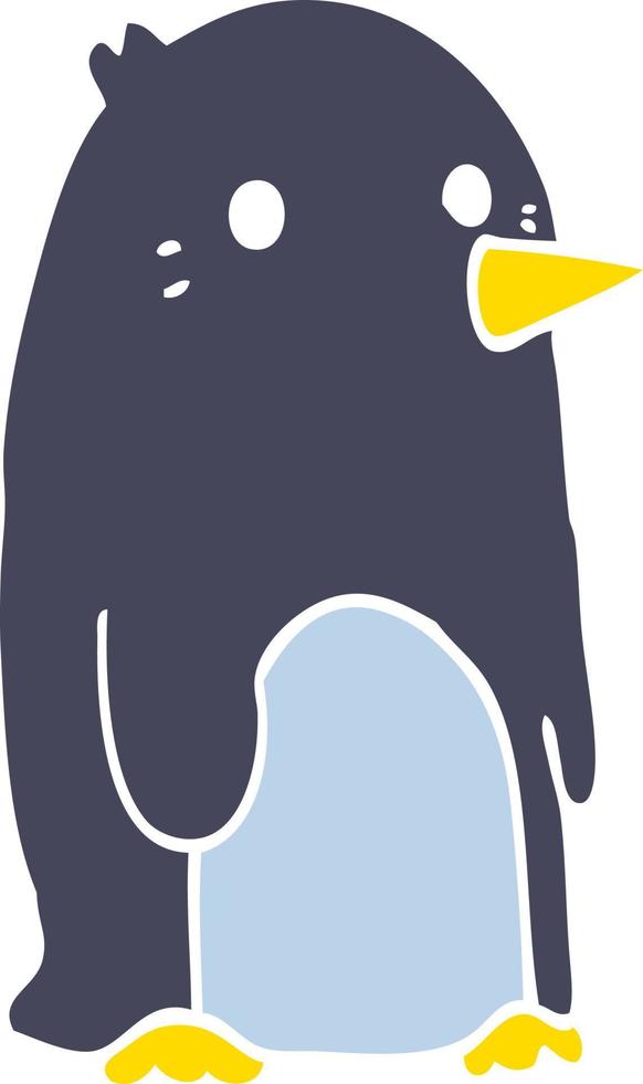 platt Färg stil tecknad serie pingvin vektor