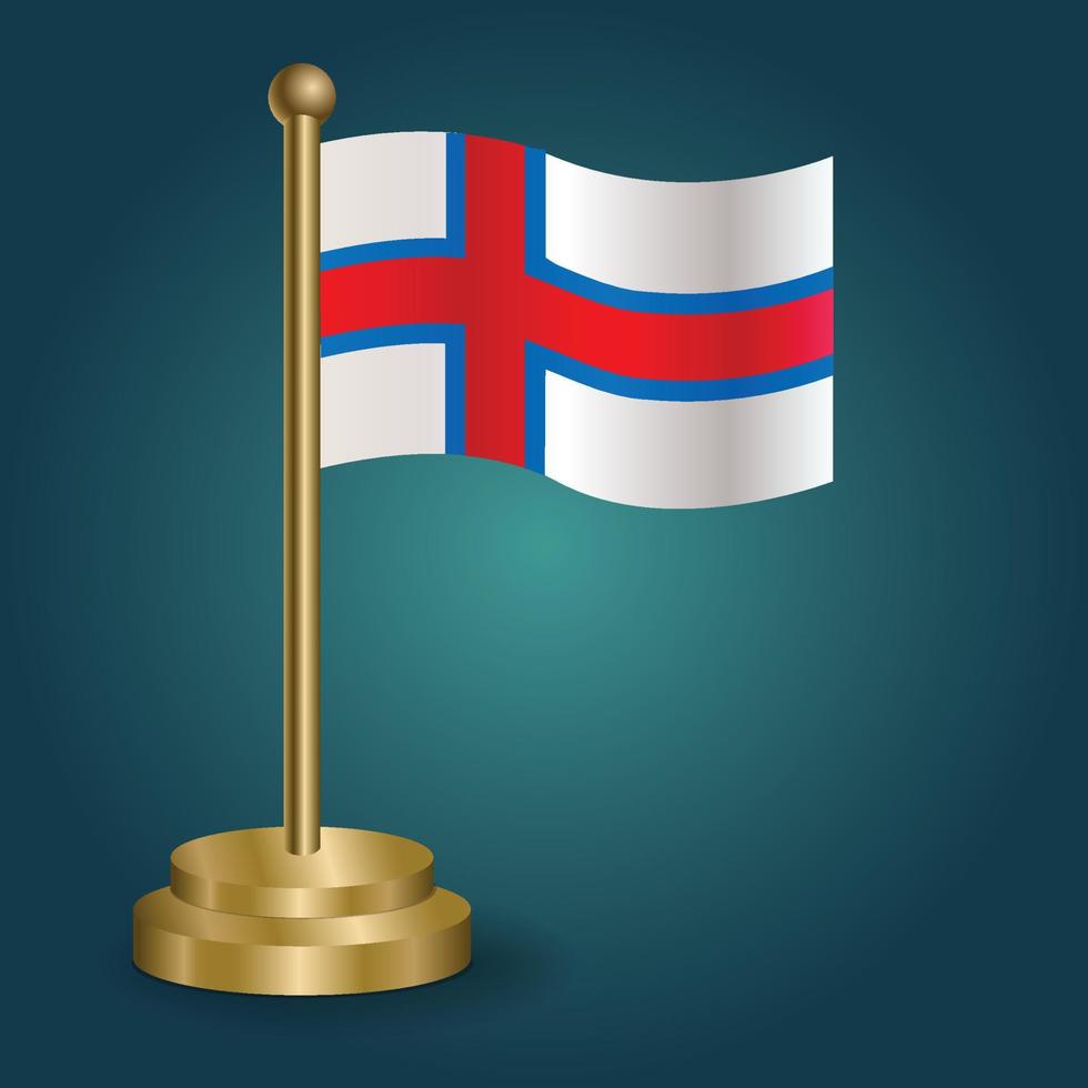 faroe ö nationell flagga på gyllene Pol på gradering isolerat mörk bakgrund. tabell flagga, vektor illustration