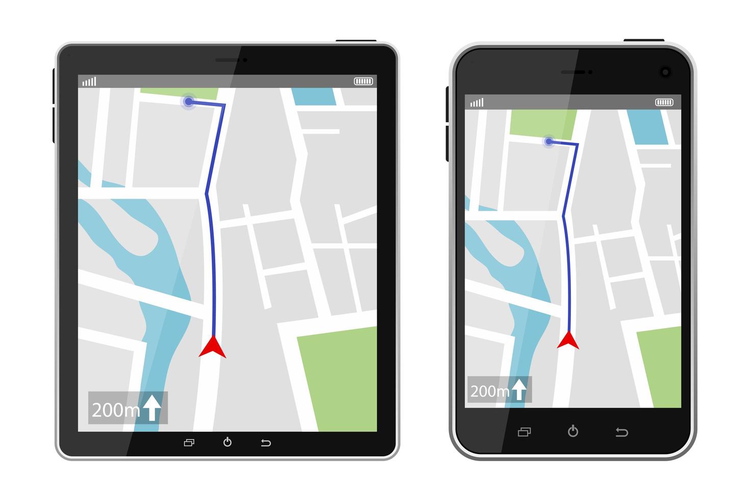 GPS-Navigationssystem isoliert auf weißem Hintergrund vektor