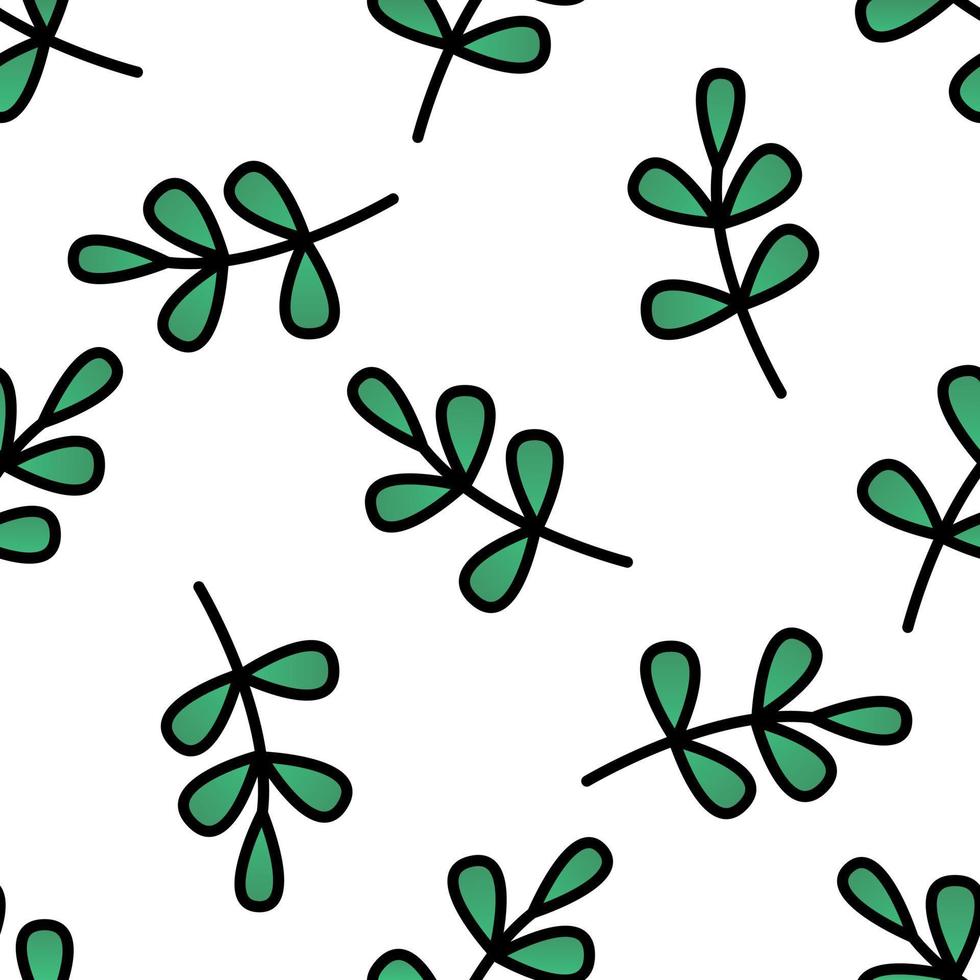 Nahtloses natürliches Muster mit gestaffelten grünen Blättern auf weißem Hintergrund. Frische, organisches, vegetarisches Konzept vektor
