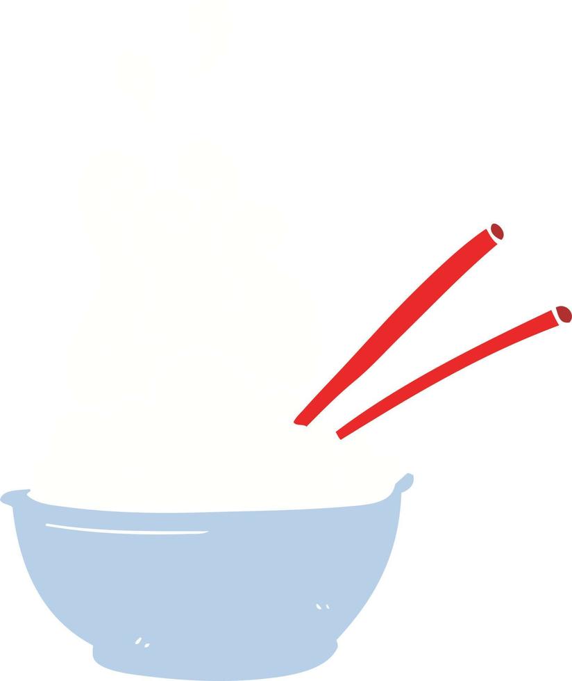 Flache Farbdarstellung einer Cartoon-Schüssel Reis vektor