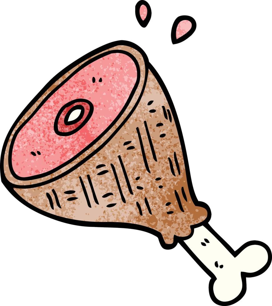 tecknad doodle tillagat kött vektor