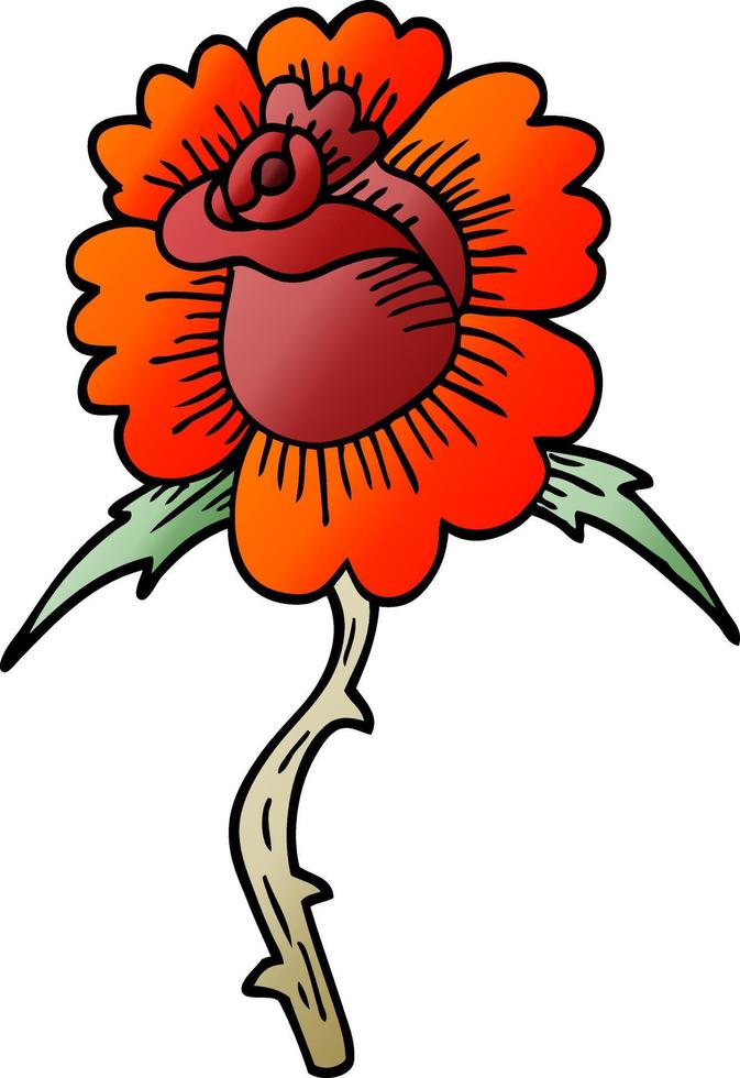 Cartoon-Doodle Rose Tattoo-Symbol vektor