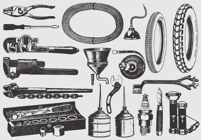Vintage mekaniker verktyg vektor