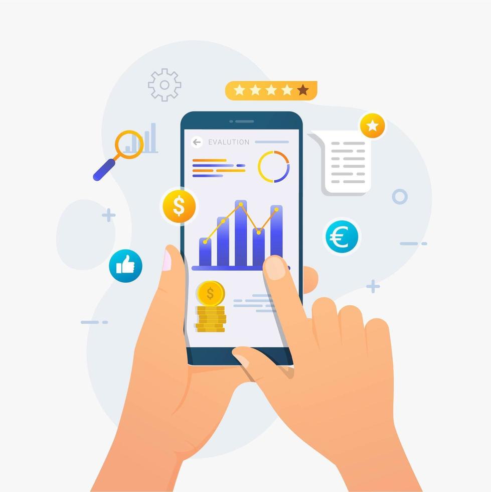 Geschäftsbewertungsanwendung auf dem Smartphone vektor
