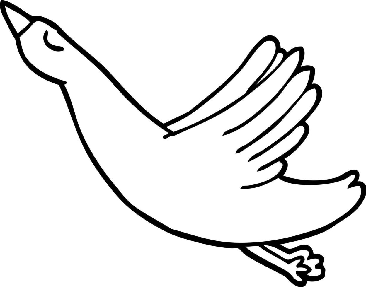 Strichzeichnung Cartoon fliegende Ente vektor
