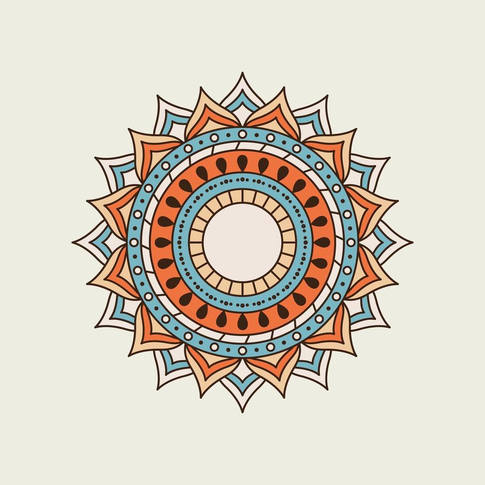 blaues und orangefarbenes Mandala mit Loch in der Mitte vektor