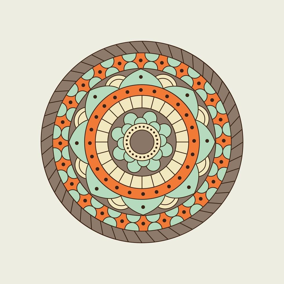 blå, orange och brun cirkulär mandala vektor