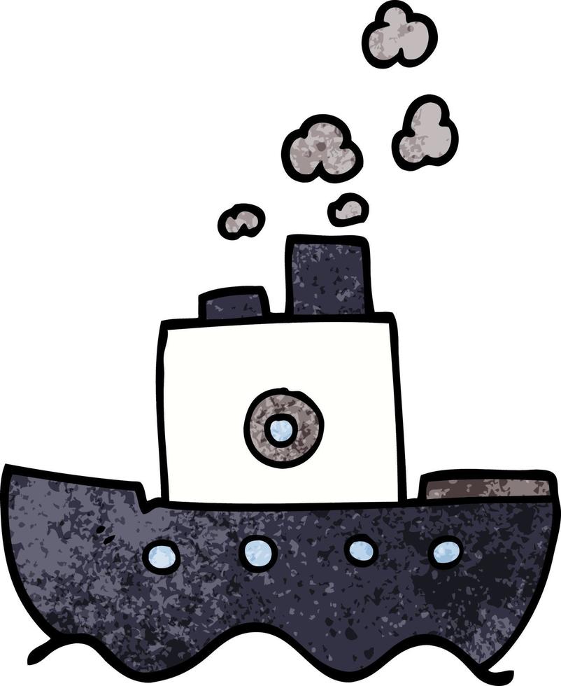 tecknad serie klotter ånga båt vektor