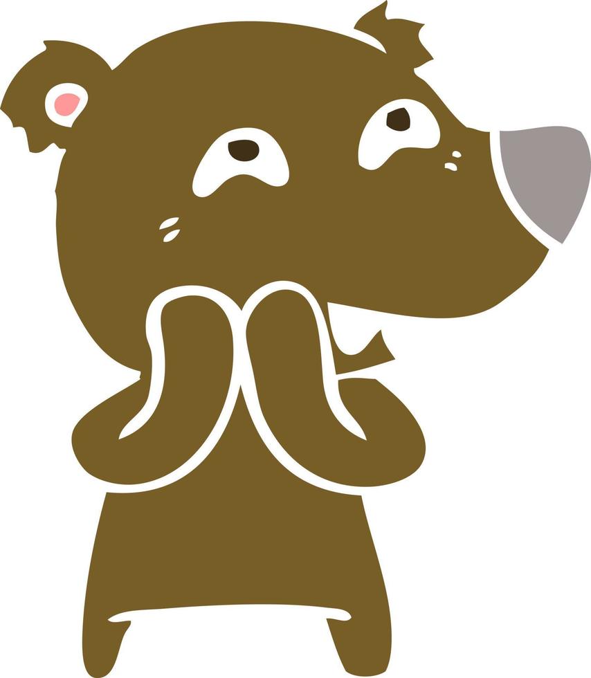 platt färg stil tecknad björn visar tänder vektor