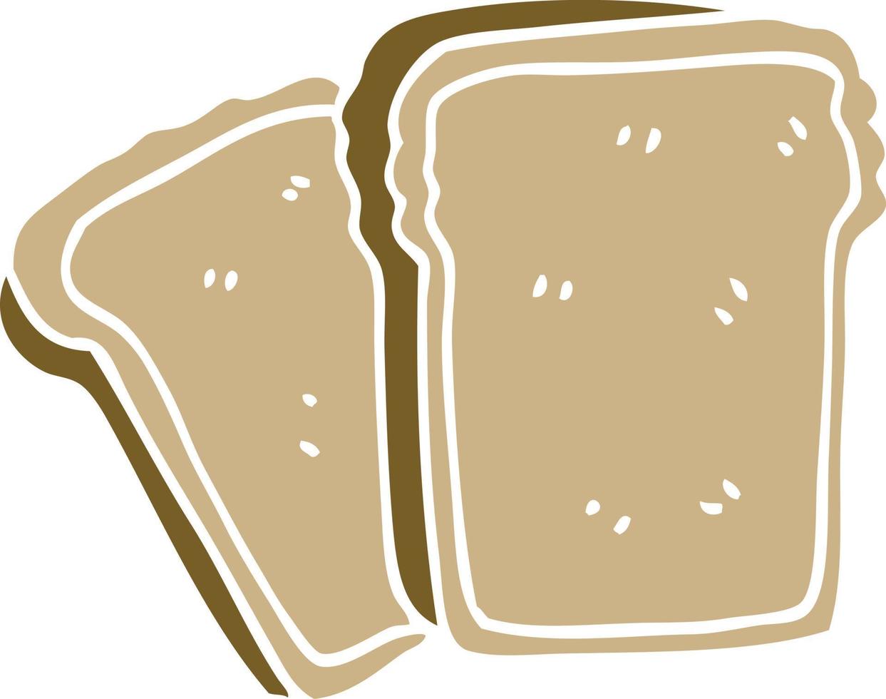 tecknad serie klotter rostat bröd vektor