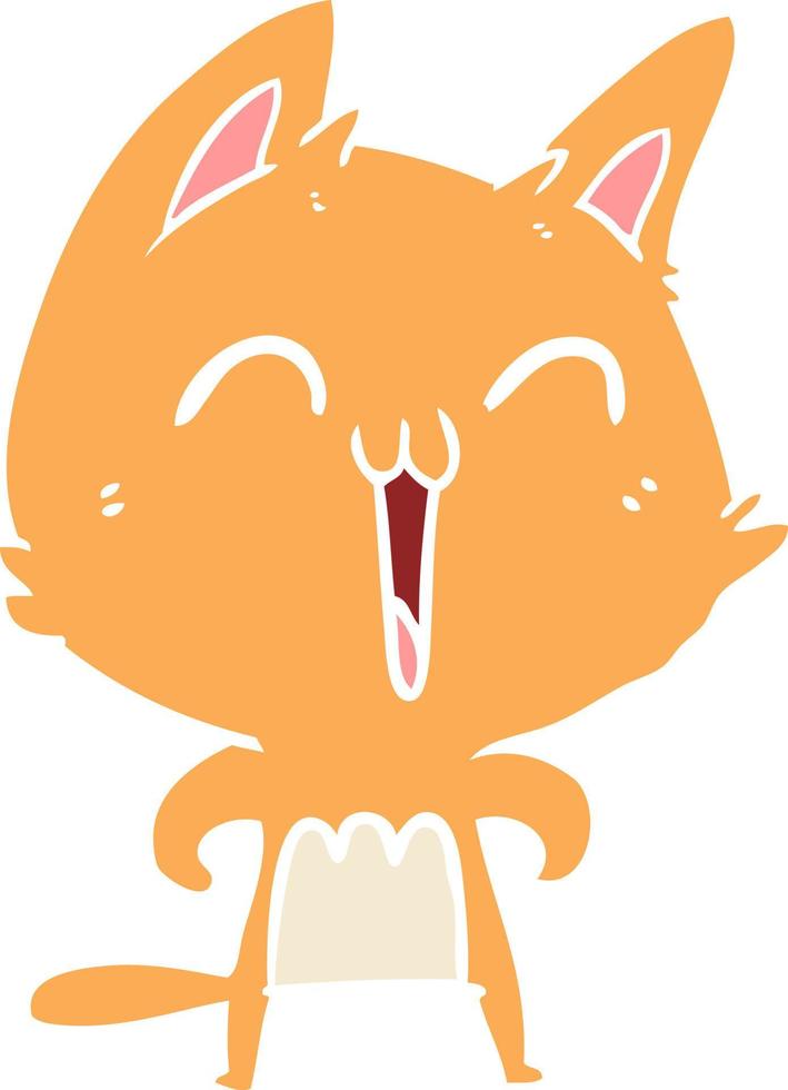 glückliche Cartoon-Katze im flachen Farbstil vektor