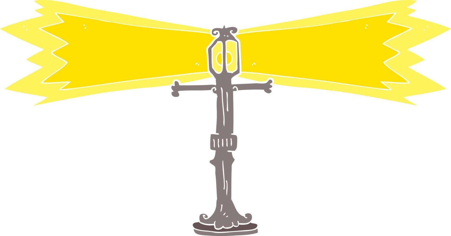 platt Färg illustration av en tecknad serie lysande gata lampa vektor