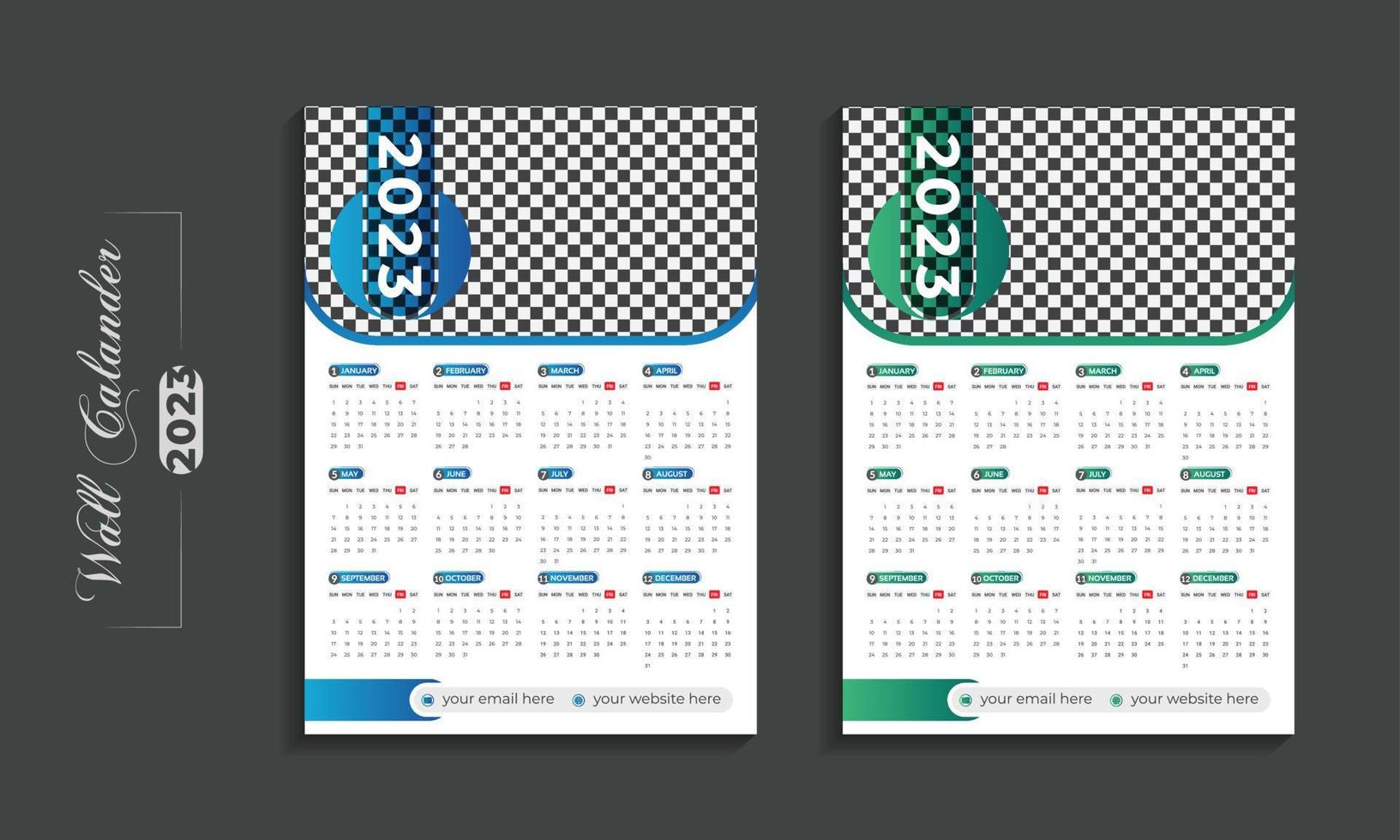 2023 moderne Wandkalender-Designvorlage für das neue Jahr vektor