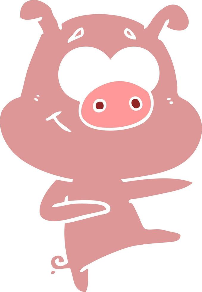 Cartoon-Schwein im flachen Farbstil zeigt vektor
