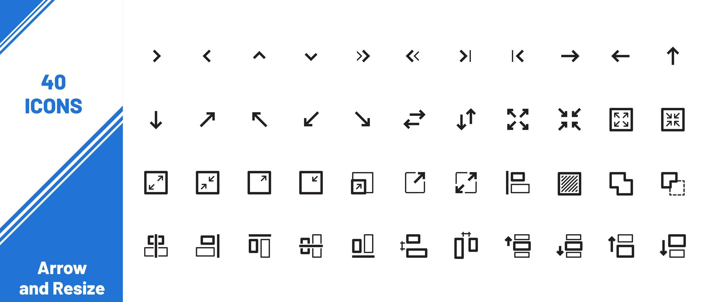 40 Pfeil und ändern Sie die Größe der Web-Symbole im Linienstil vektor