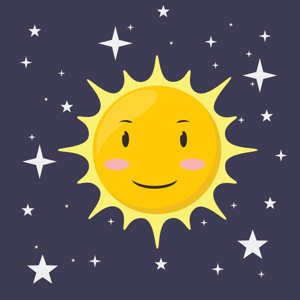 enkel gul ljus Sol med stjärnor ikon vektor illustration eps10