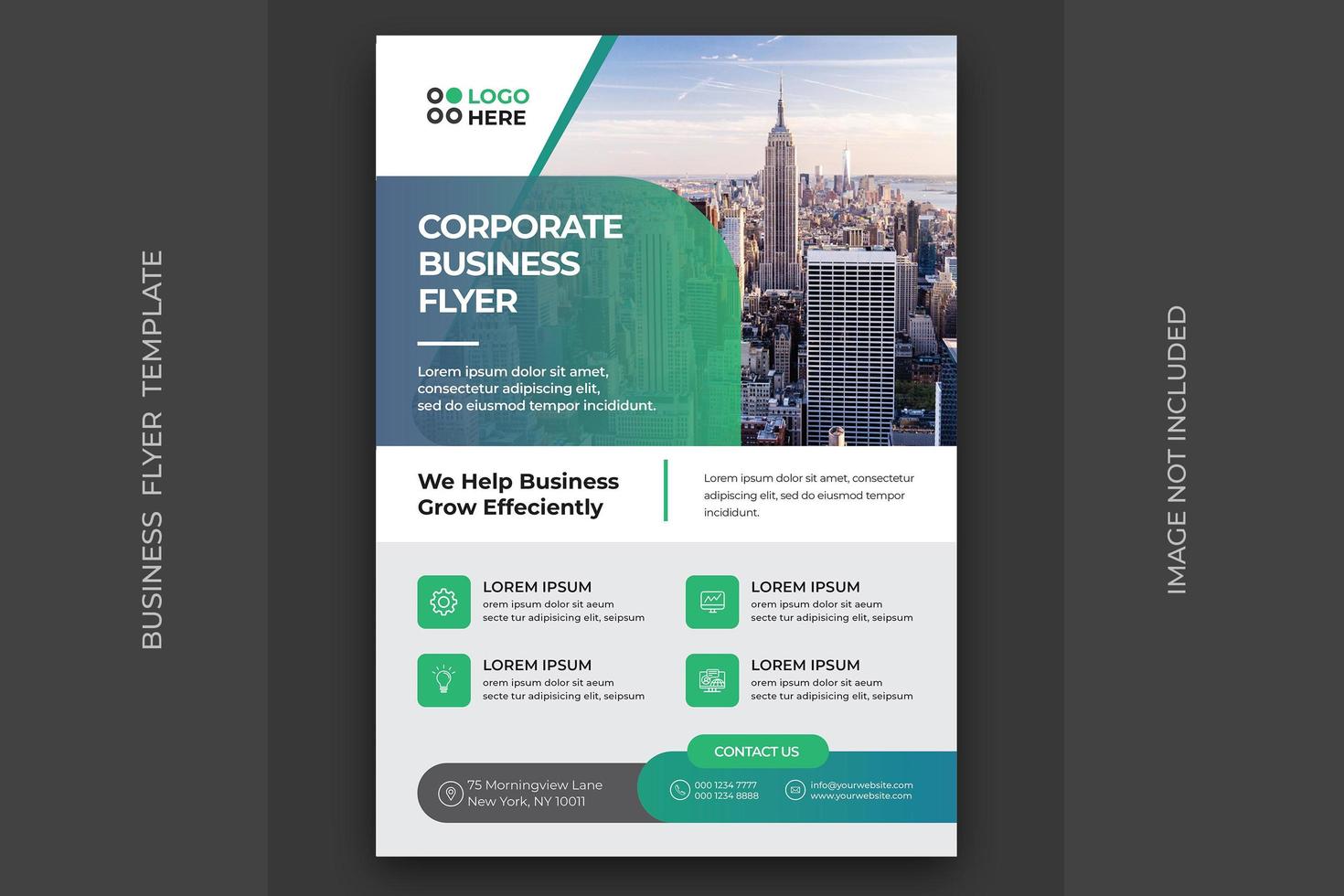 grön blå lutning företagsföretag flygblad vektor