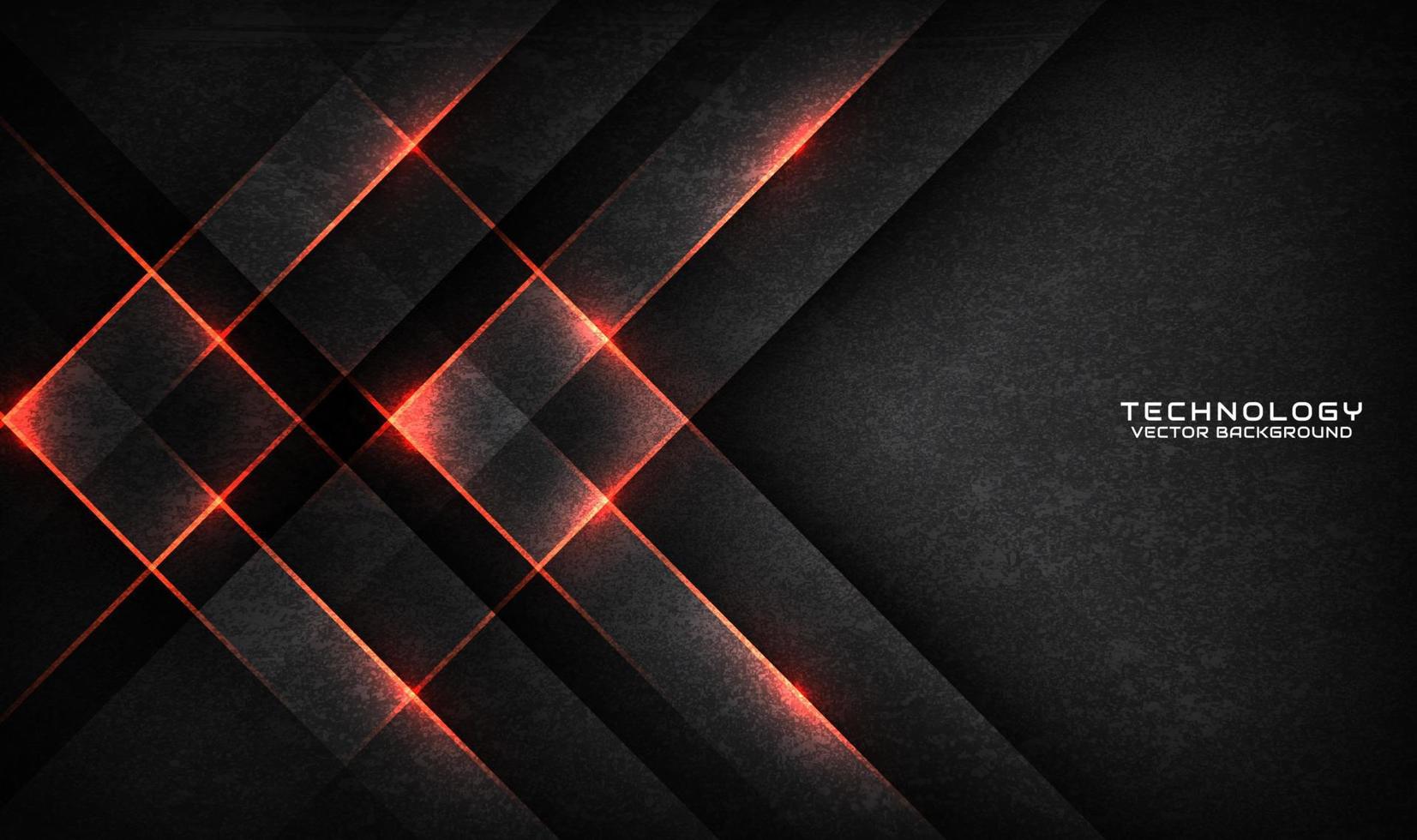 3d graue grobe Grunge-Technologie abstrakte Hintergrundüberlappungsschicht auf dunklem Raum mit orangefarbenem Lichteffekt. modernes grafikdesign-element-schnittkonzept für banner, flyer, karte oder broschüreneinband vektor