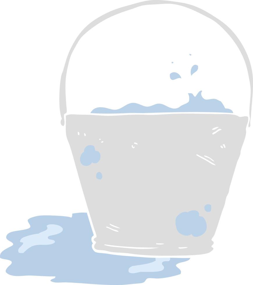 platt Färg illustration av en tecknad serie hink av vatten vektor