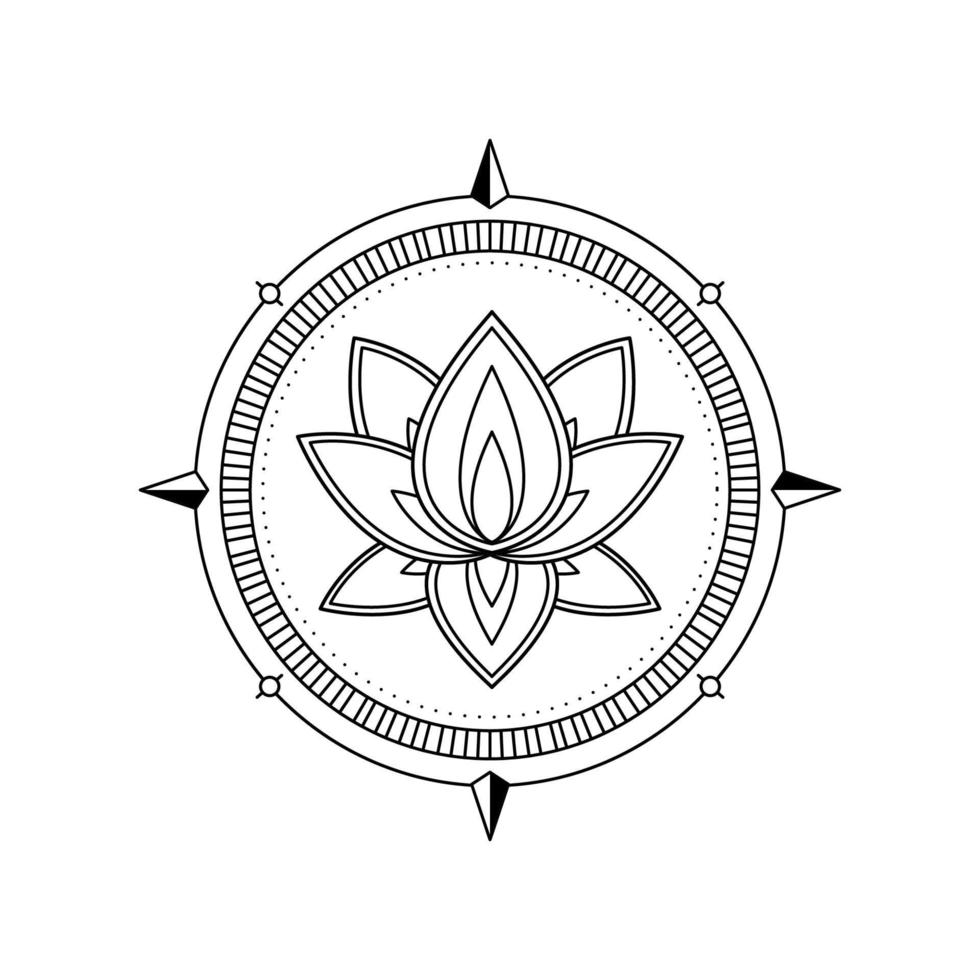 monochromes Lotus-Logo-Design für Tattoo-Unternehmen oder Unternehmen vektor