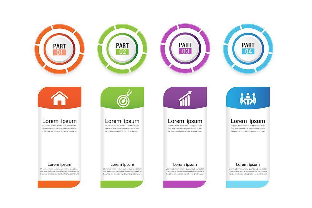 Infographic för 4 steg med färgglada cirklar vektor