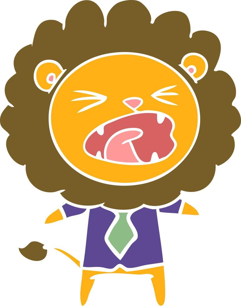 Cartoon-Löwe im flachen Farbstil in Geschäftskleidung vektor