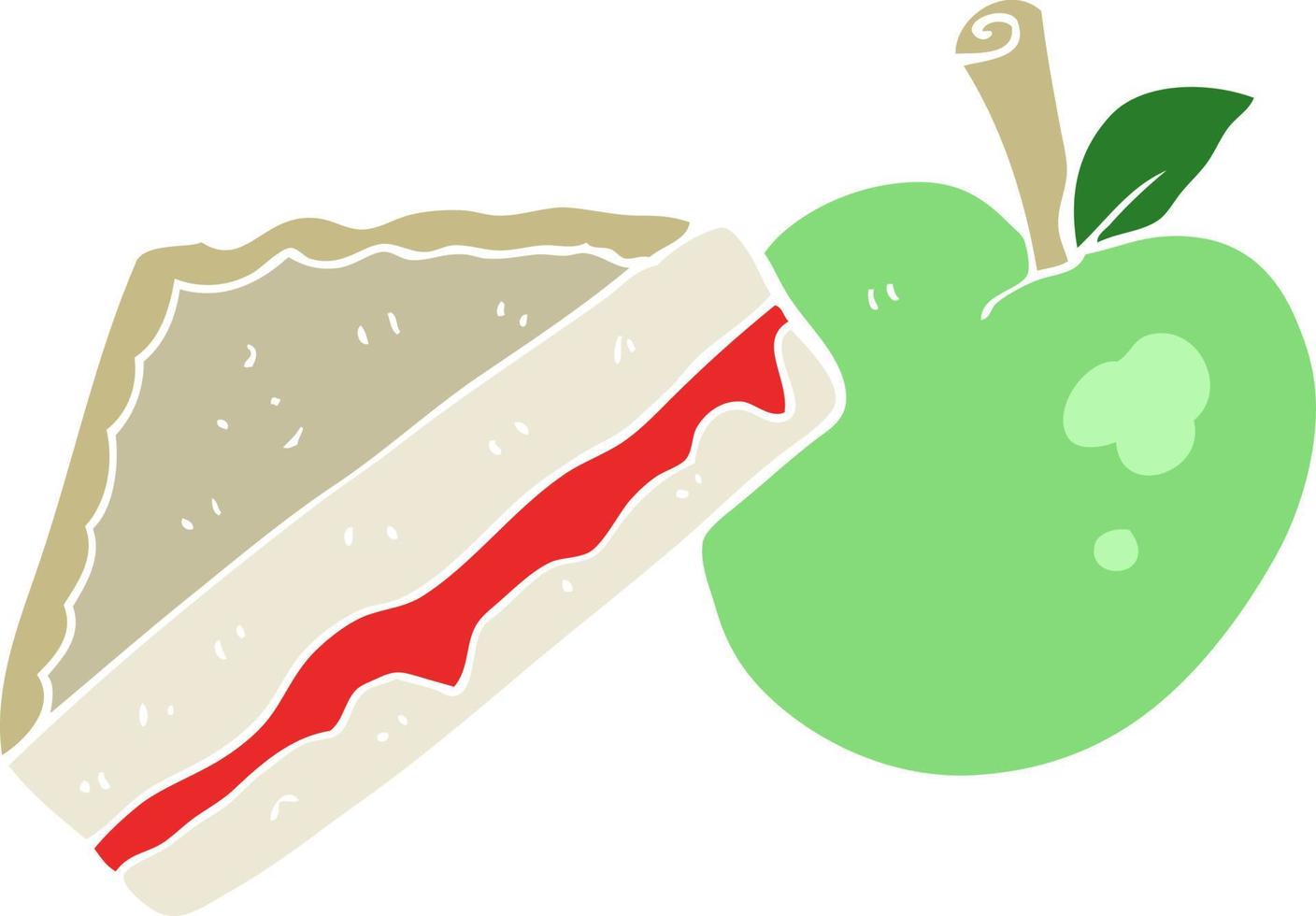 platt Färg illustration av en tecknad serie packade lunch vektor