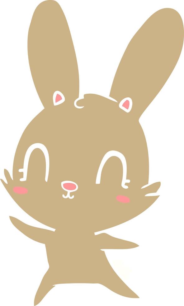 niedliches Cartoon-Kaninchentanzen im flachen Farbstil vektor