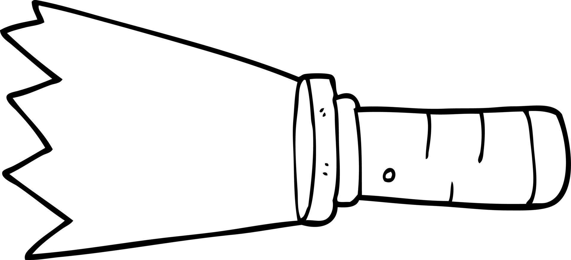 linje teckning tecknad serie belyst ficklampa vektor