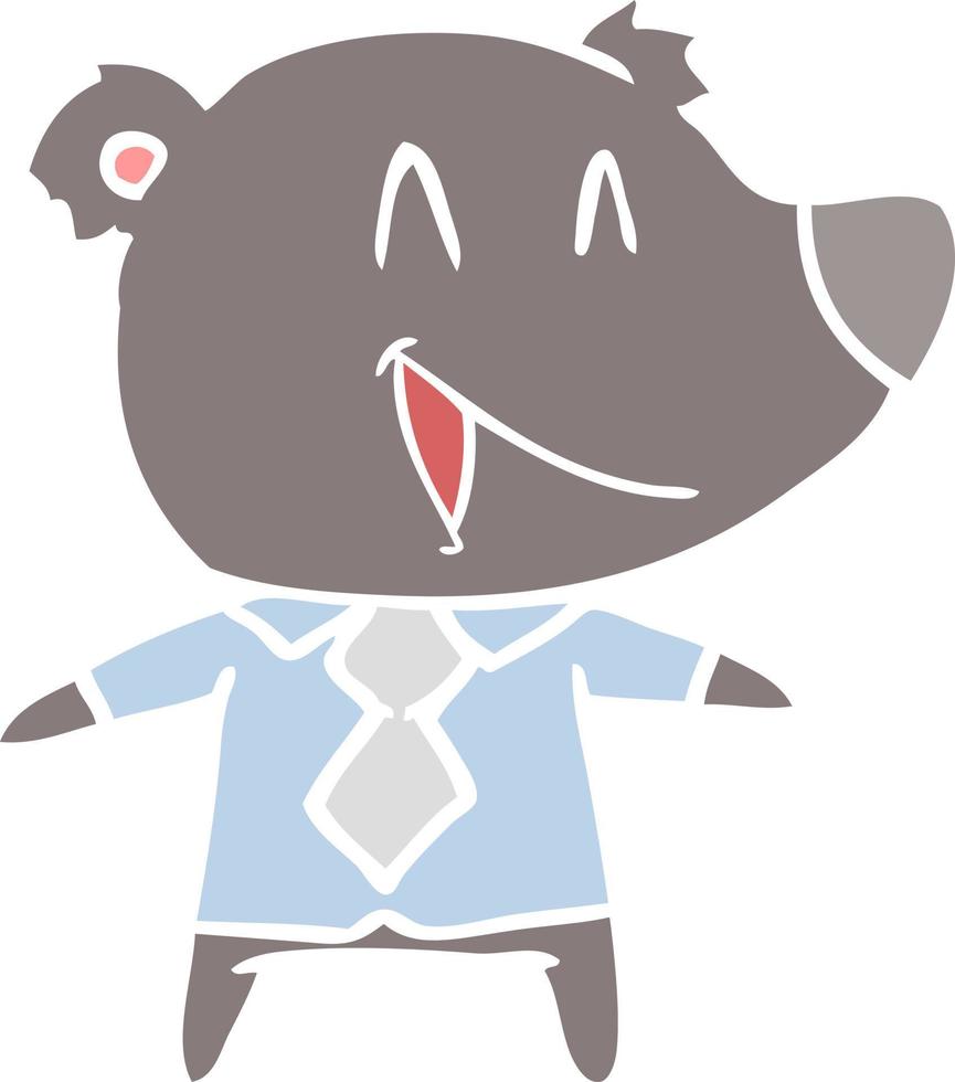 Cartoon-Bär im flachen Farbstil in Hemd und Krawatte vektor